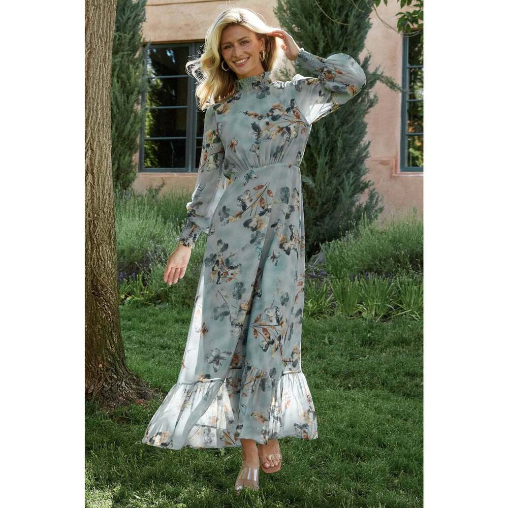Baltic Born Luciana Maxi Dress | Cyan Blue Floral Size SS